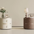 Modern Luxury Round Two Drawer Bedside Tables With Delicate Gold Accents For Elegant Bedroom Decor