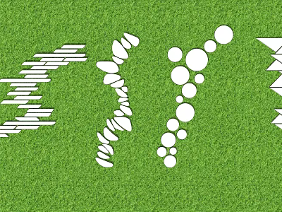 Creative Stepping Stones Design On Green Lawn With Various Shapes And Patterns 3d model
