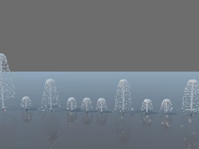 Modern Minimalist White Tree Shaped Garden Ornaments Arranged On Smooth Ground With Reflections 3d model