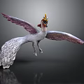 Flying Phoenix With Gorgeous White And Purple Feathers And Colorful Wings