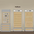 Display Shelves With Pegboard Layers Drawers And Metal Frames For Retail Product Storage