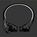 Black Metal Circular Hardware Tool with Carved Animal Head Ends 3d model