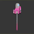 Pink Chainsaw with Graffiti Design POWER Text Cat Face Graphic and Star Decorations
