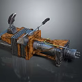 Mechanical Weapon 3D Model With Metal Components Wooden Parts Barrel And Grip Design