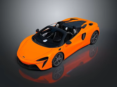 Orange Convertible Sports Car With Modern Design Black Top And Alloy Wheels 3d model