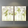 Watercolor Botanical Paintings With Soft Green Blue Purple Floral Patterns For Wall Decor