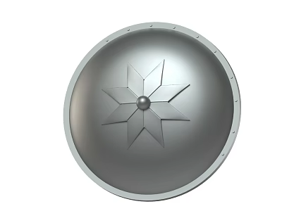 Medieval Silver Round Shield With Star Pattern And Riveted Edge Defensive Weapon 3d model