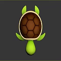 Adorable Green Turtle Character With Brown Textured Shell In 3D Cartoon Design
