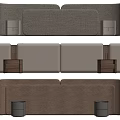 Modern Upholstered Headboard Designs In Gray And Brown With Wooden Shelves And Containers
