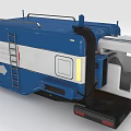 Blue And White Special Vehicle With Ladder Roof Rails And Control Cabin