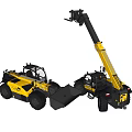 Yellow And Black Utility Vehicles With Telescopic Boom And Large Tires