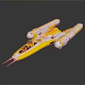 Yellow and White Cosmic Starship Model With Detailed Aerodynamic Features