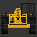 Yellow and Black Forklift Industrial Vehicle 3D Model with Detailed Design Render