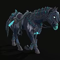 Fantasy Skeleton Horse With Glowing Blue Accents And Detailed Armor