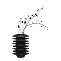 Unique Black Ceramic Vases With Layered Structure And Red Berries Branches