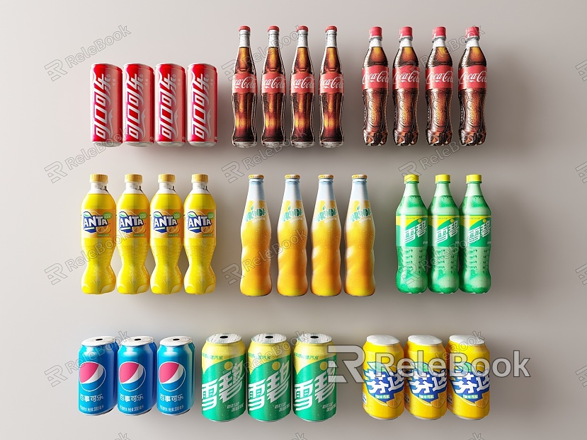 Beverage Coke Sprite Soda Cans Cans Bottles Coke Bottles Beverage Drinks Fanta model