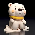Cute White Bear Toy With Yellow Scarf Sitting On Black Background