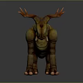 Mythical Game Movie Creature With Horns Spikes Green Yellow Skin And Fangs