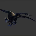 3D Rendered Mythical Dragon Model With Black Gold Scales And Outstretched Wings