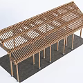 Wooden Capital Design For Pergola With Lattice Roof And Support Columns