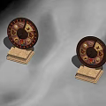 Cartoon Scene With Spinning Wheels Having Colorful Patterns On Light Bases