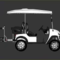 Modern White Golf Cart With Stylish Canopy Black Seats And Sleek Black Wheels