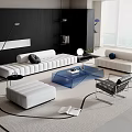 Modern sofa coffee table combination how many coffee table combination 3d model