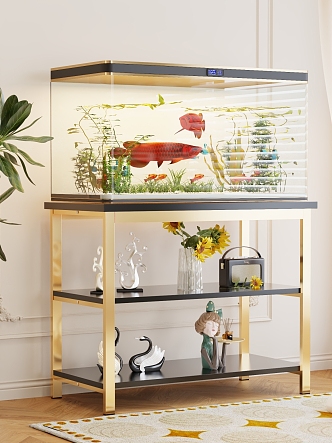 Nordic Fish Tank Shelf Base Cabinet Fish Tank Table Aquarium Custom-made Iron Fish Tank Rack Simple Load-bearing Storage Rack 3d model