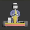 Person Wearing Helmet Driving Yellow And Pink Go Kart With Seats And Wheels