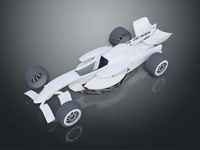 White Streamlined Race Car Model With Rear Wing And Four Wheels Design 3d model