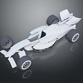 White Streamlined Race Car Model With Rear Wing And Four Wheels Design 3d model