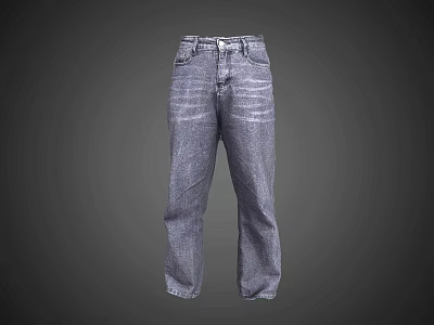 Classic High Waist Blue Denim Straight Leg Jeans For Casual Daily Wear 3d model