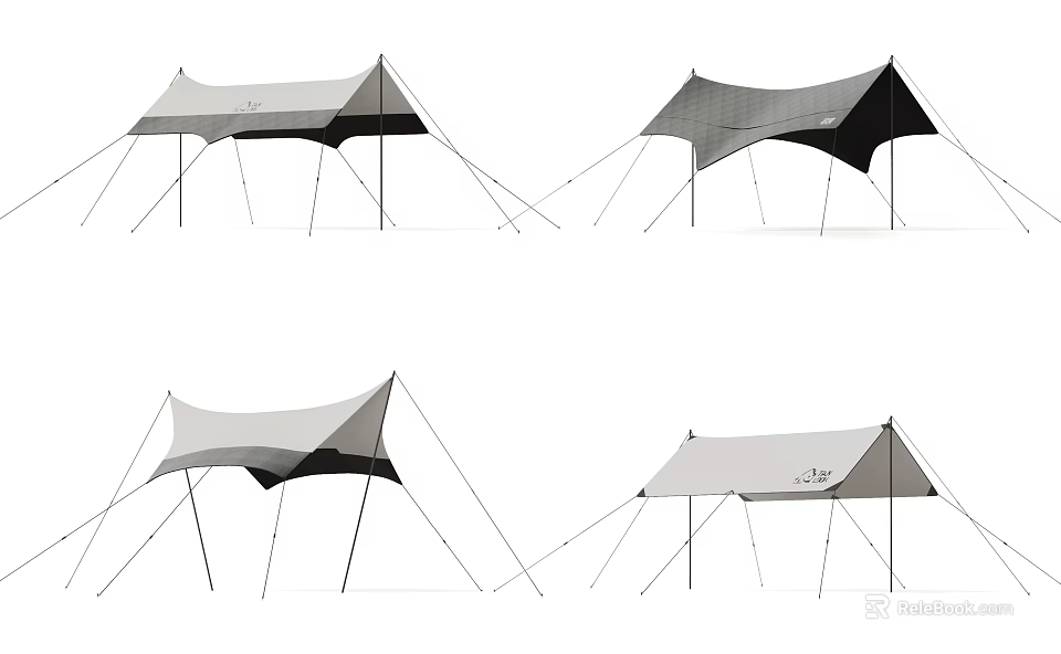 Outdoor Camping Tent Designs With Different Canopy Styles And Pole Structures 3d model 