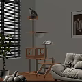 Sturdy Wooden Cat Tree With Multi Level Platforms Scratching Posts And Cat House