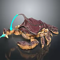 Aquatic Animal Crab With Brown Shell Blue Antenna And Golden Legs Decorative Structure