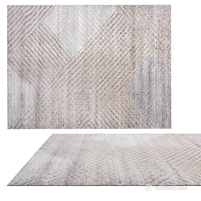 Modern Square Rug With Geometric Pattern Neutral Tones And Textured Surface Design 3d model 