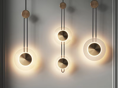 Modern Brass Circular Wall Mounted Lamps With Warm Glow Lighting Fixtures 3d model