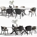 Modern Minotti Dining Table and Chair Combination 3d model