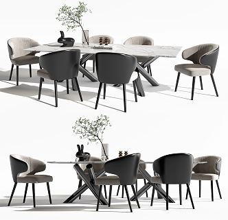 Modern Minotti Dining Table and Chair Combination 3d model