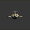 Futuristic Sci Fi Vehicle with Brown Exterior Blue Glowing Elements and Round Thrusters