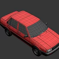 Red Classic Sedan With Sleek Body Design And Black Wheels On Dark Background