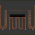 Modern Wooden Table and Chair Combination With Unique Curved Structure and Black Seat