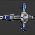 Futuristic Silver Blue Spaceship With Sleek Structure For Cosmic Exploration