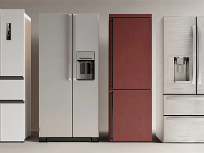 Modern Refrigerators And Freezers With Various Colors And Different Design Styles For Home 3d model