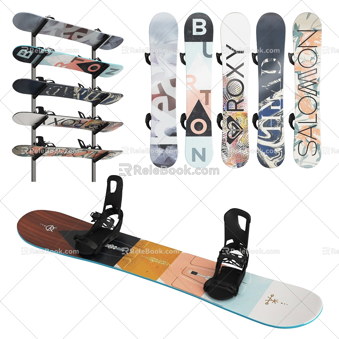 Modern Snowboard Graffiti Single Snowboard 3d model