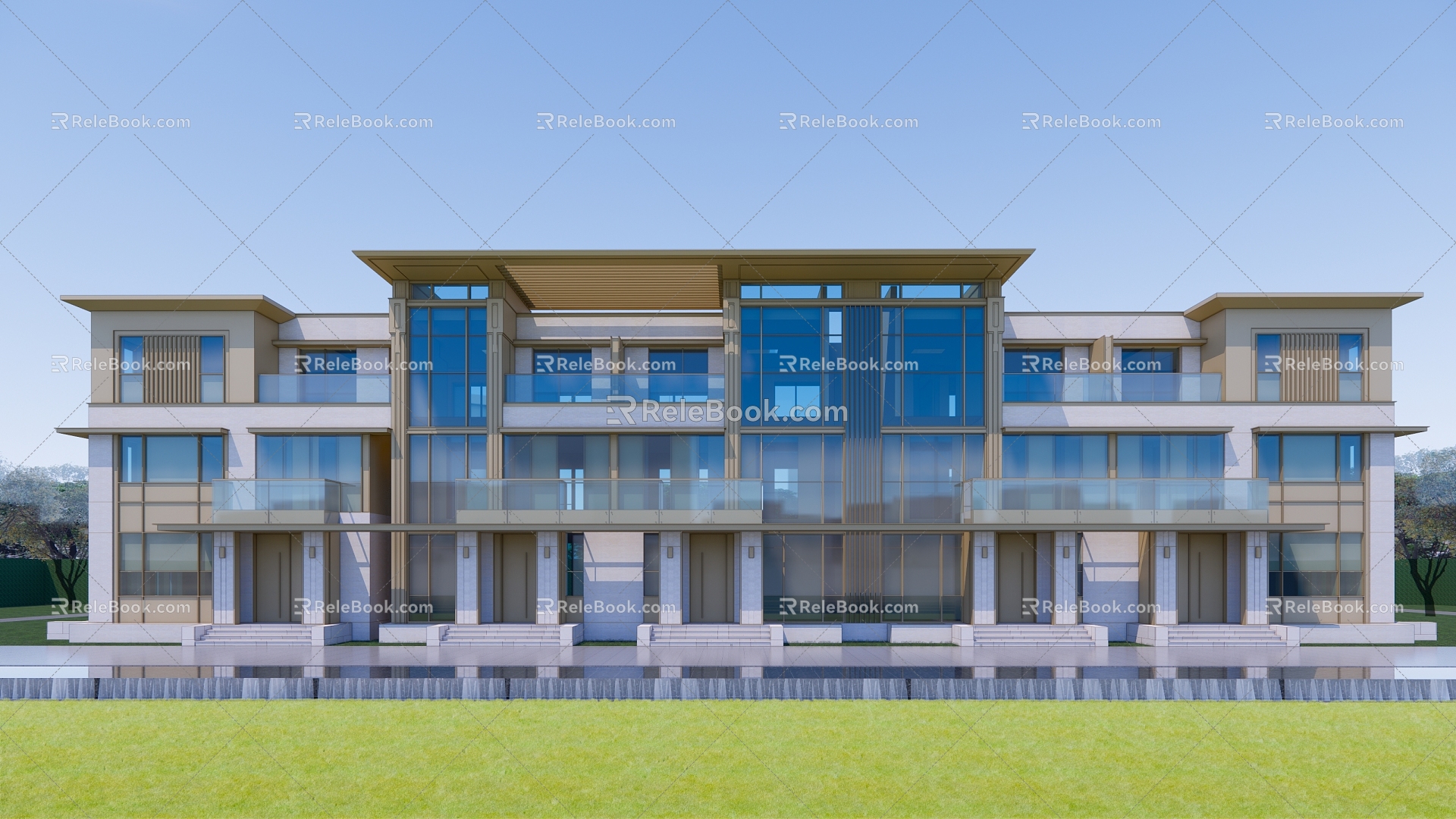 Modern townhouse large-sized high-end double-deck double-deck villa 3d model