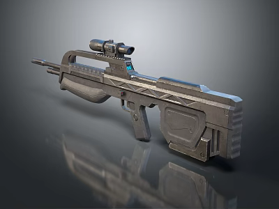 Modern Tactical Rifle With Scope And Futuristic Metallic Design Features 3d model