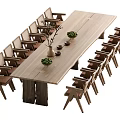 Quiet Wind Dining Table and Chair Combination Large Board Table 3d model