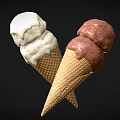 Delicious Double Scoop Ice Cream in Waffle Cones with Vanilla and Chocolate Flavors