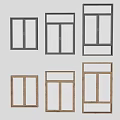 Diverse Window Designs Featuring Wooden And Black Frames For Interior Spaces 3d model